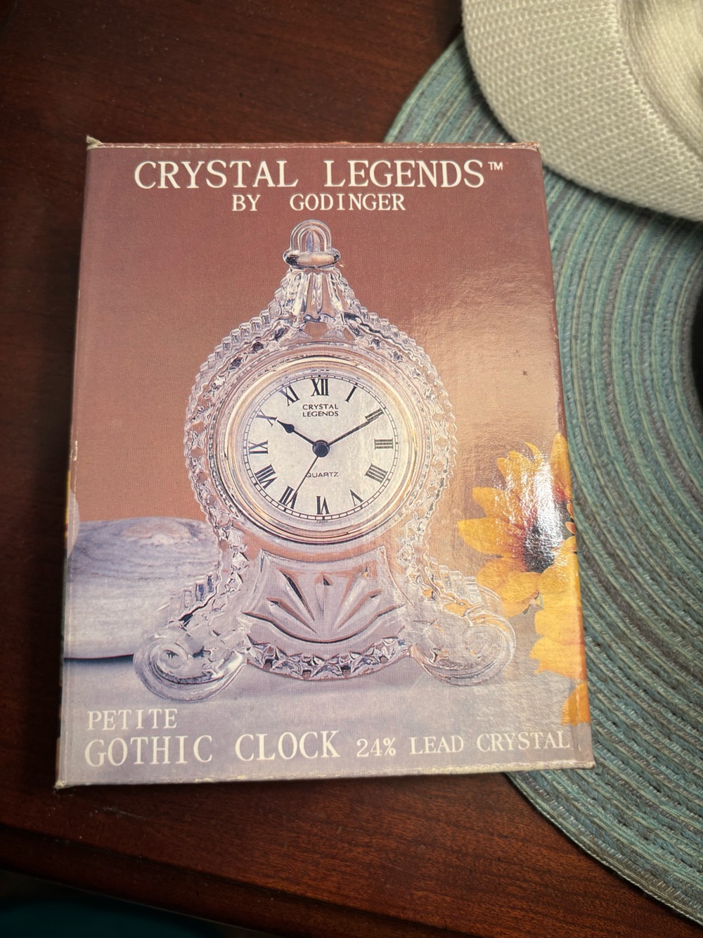 Godinger Crystal Legends Clear Glass Mantel Clock with Gold Accents
